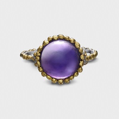 Saisons Round Cabochon Purple Amethyst Ring 24k Gold