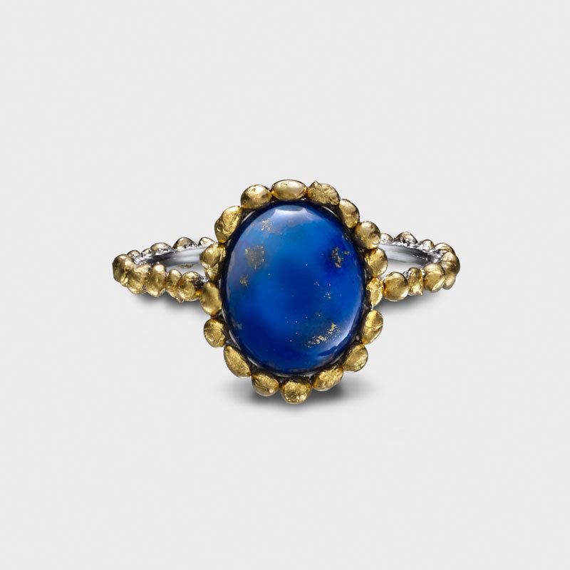 Saisons Nile Blue Oval Lapis Ring 24k Gold