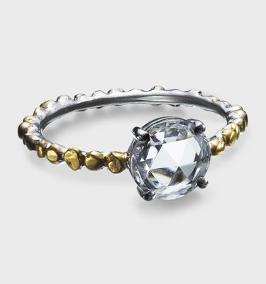 0.72ct Rose Cut Diamond Ring Platinum and 24k Gold