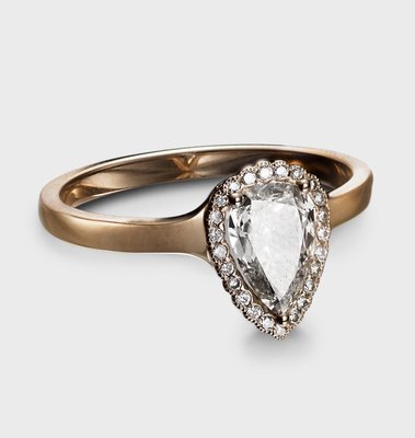 0.7ct Champagne Pear Diamond Ring 18k Rose Gold