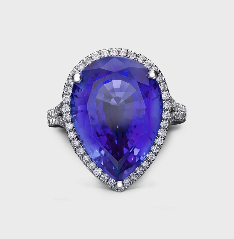 Notion Pear Tanzanite Diamond Ring Platinum