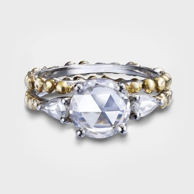 L'or Wedding Suite Diamond Ring + Band 24k Gold Platinum