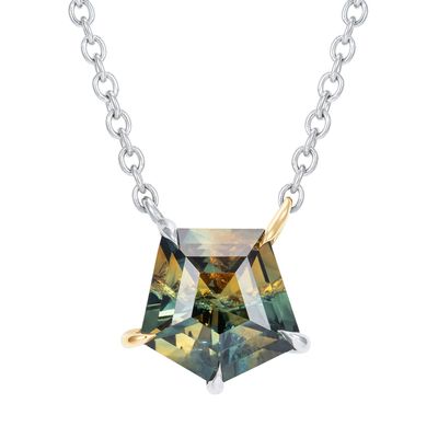 Five Sided Bi-colour Sapphire Pendant Platinum 18k Yellow Gold Five Sided Bi-colour Sapphire Pendant Platinum 18k Yellow Gold