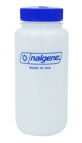 Nalgene - 16oz WM HDPE w Logo - Blue Lid