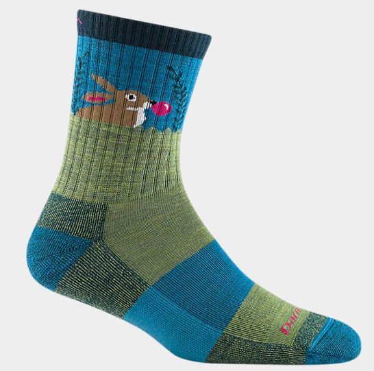 Darn Tough - Junior's Hike/Trek - Bubble Bunny, Micro Crew, Lightweight w/Cushion, Colour: Willow, Size: Large