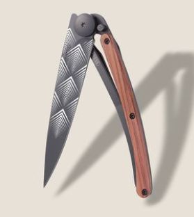 Deejo - 27g Knife, Blade: Art Deco, Handle: Coral Wood