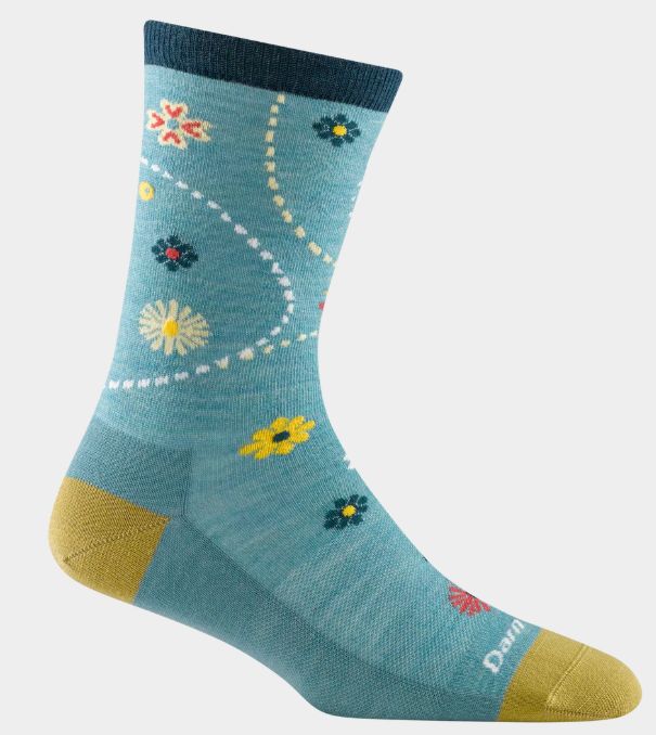 Darn Tough - Women's Lifestyle - Garden, Crew, Lightweight, No Cushion, Colour: Aqua, Size: Large