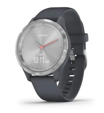 Garmin - Vivomove 3S, Silicone Band, Colour: Silver / Granite Blue