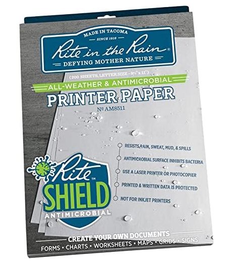 Rite in the Rain - 8.5 x 11" Antimicrobial Printer Paper *disc*