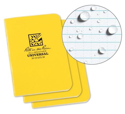 Rite in the Rain - Stapled Notebook - 3.25 x 4.625" - 3 Pack, Colour: Yellow
