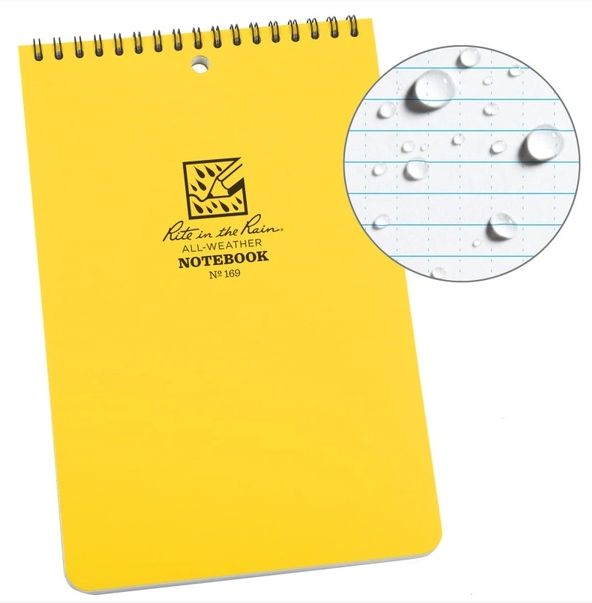 Rite in the Rain - Top Spiral Notebook - 6" x 9" - Universal - Yellow