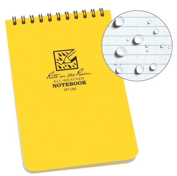 Rite in the Rain - Top Spiral Notebook - 4 x 6" , Universal, Colour: Yellow