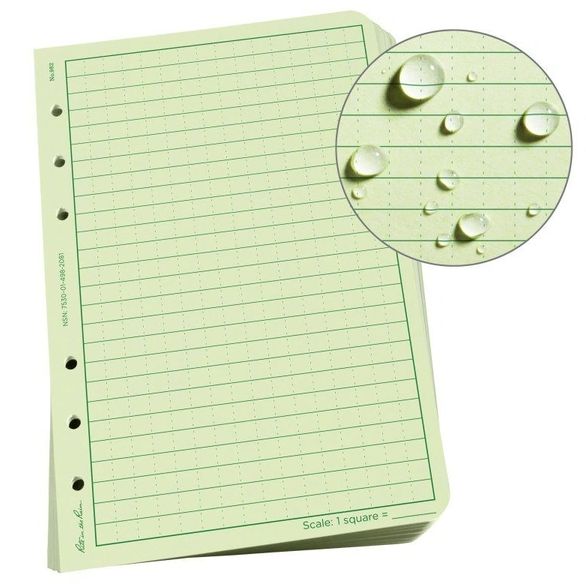 Rite in the Rain - Loose Leaf - 4.625" x 7", Colour: Green, Page Pattern: Universal