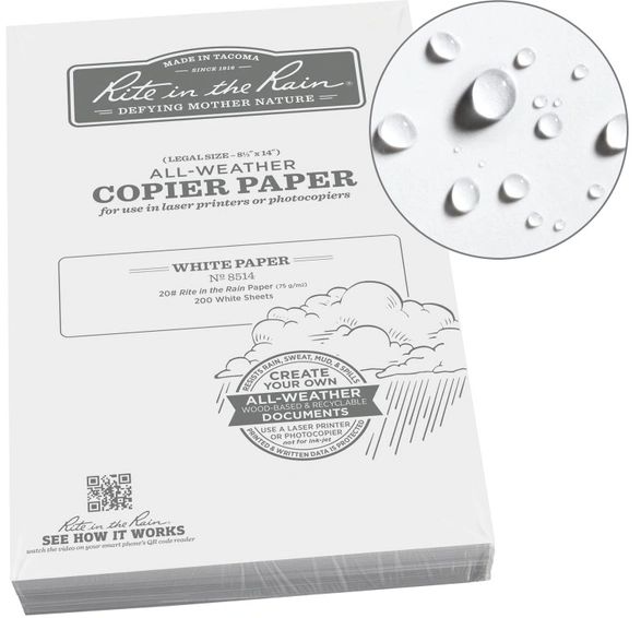 Rite in the Rain - Copier Paper - 8.5 x 14" , 200pk - White