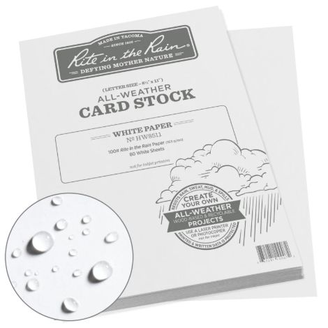 Rite in the Rain - Cardstock - 8.5 x 11" , 80pk - White