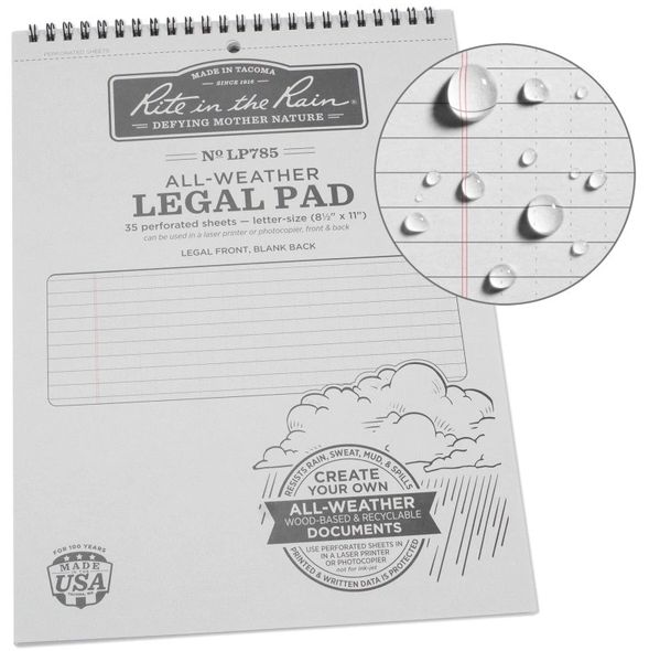 Rite in the Rain - Legal Pad 8.5 x 11 - Gray - Universal