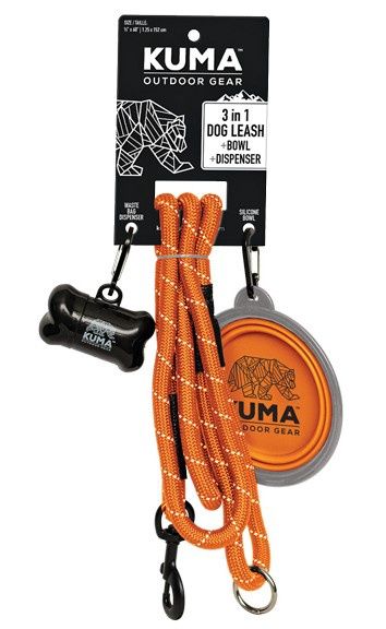 Kuma - 3 in 1 Dog Leash, Colour: Orange / Grey