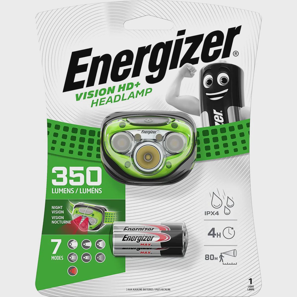 Energizer - Vision HD Headlamp 350 Lumens - 3 AAA