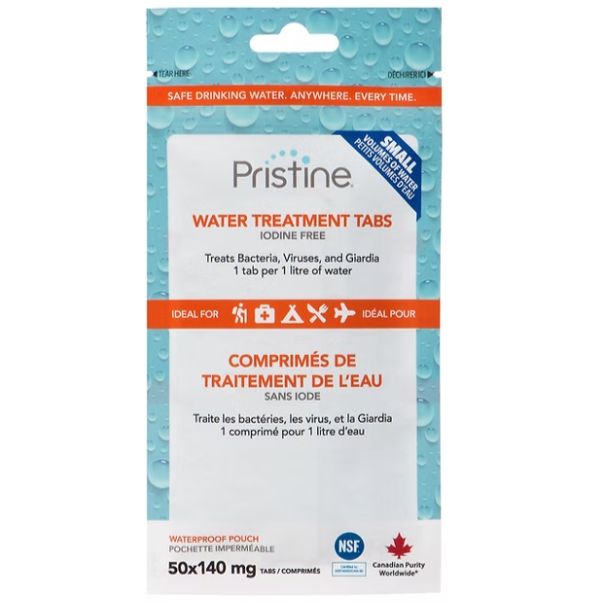 Pristine - Water Treatment Tabs (8.5mg/1L) - 50 x 140mg, Packaging: Past