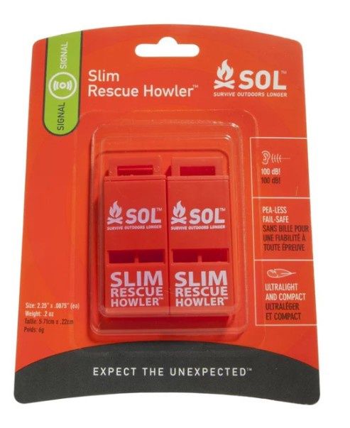 SOL - Slim Rescue Howler Whistle - 2 Pack