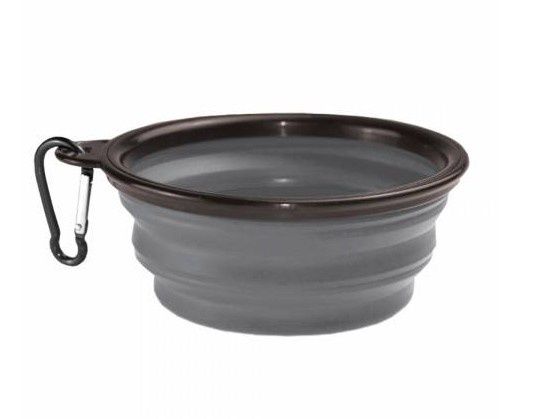 Kuma - Collapsible Silicone Bowl + Carabiner, Colour: Grey/Black