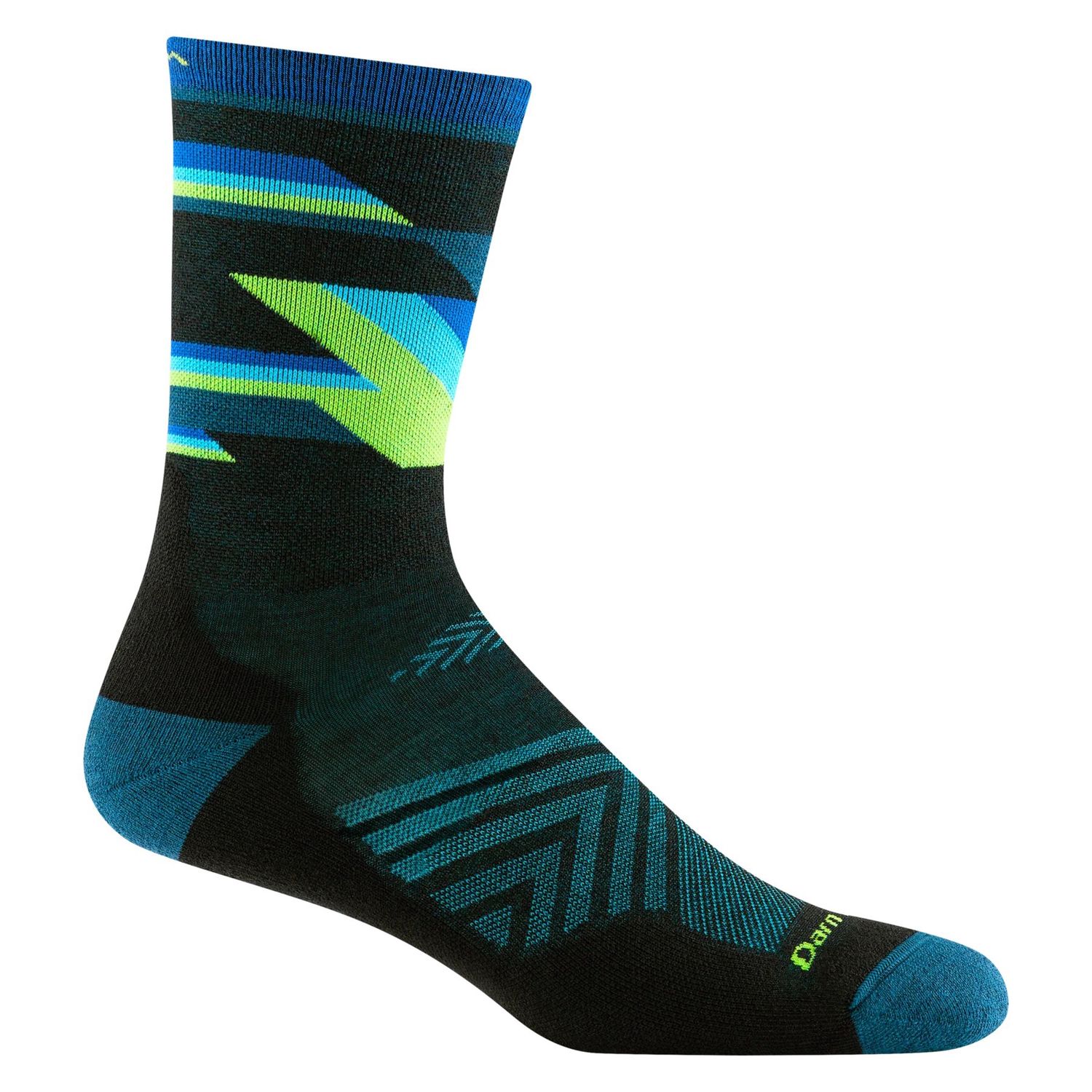 Darn Tough - Men's Run - Micro Crew, Ultra-Lightweight w/Cushion - Bolt - 1056, Colour: Black, Size: Large