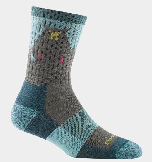 Darn Tough - Women's Hike/Trek - Micro Crew, Lightweight, w/Cushion - Bear Town - 1970, Colour: Aqua, Size: Large