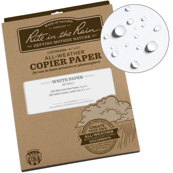 Rite in the Rain - Copier Paper - 8.5 x 11", Amount: 200 Sheets, Colour: White