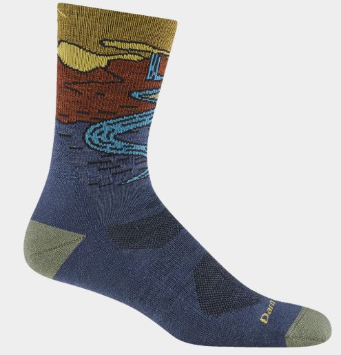 Darn Tough - Men's Hike/Trek - Micro Crew, Lightweight, w/Cushion - Chasing Waterfalls - 5020, Colour: Denim, Size: Medium