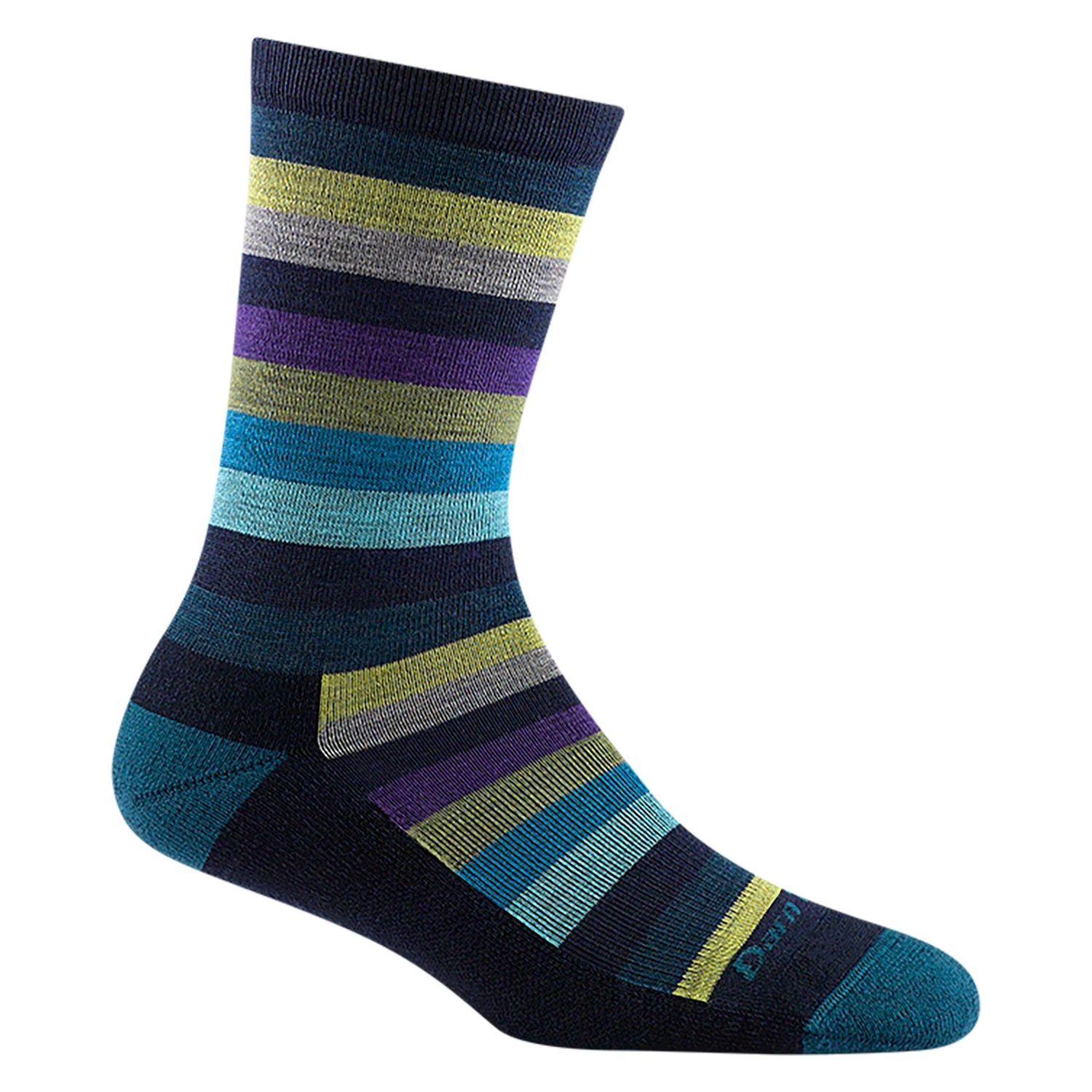 Darn Tough - Women's Lifestyle - Crew, Lightweight, w/Cushion - Mystic Stripe - 1644, Colour: Dark Teal, Size: Large