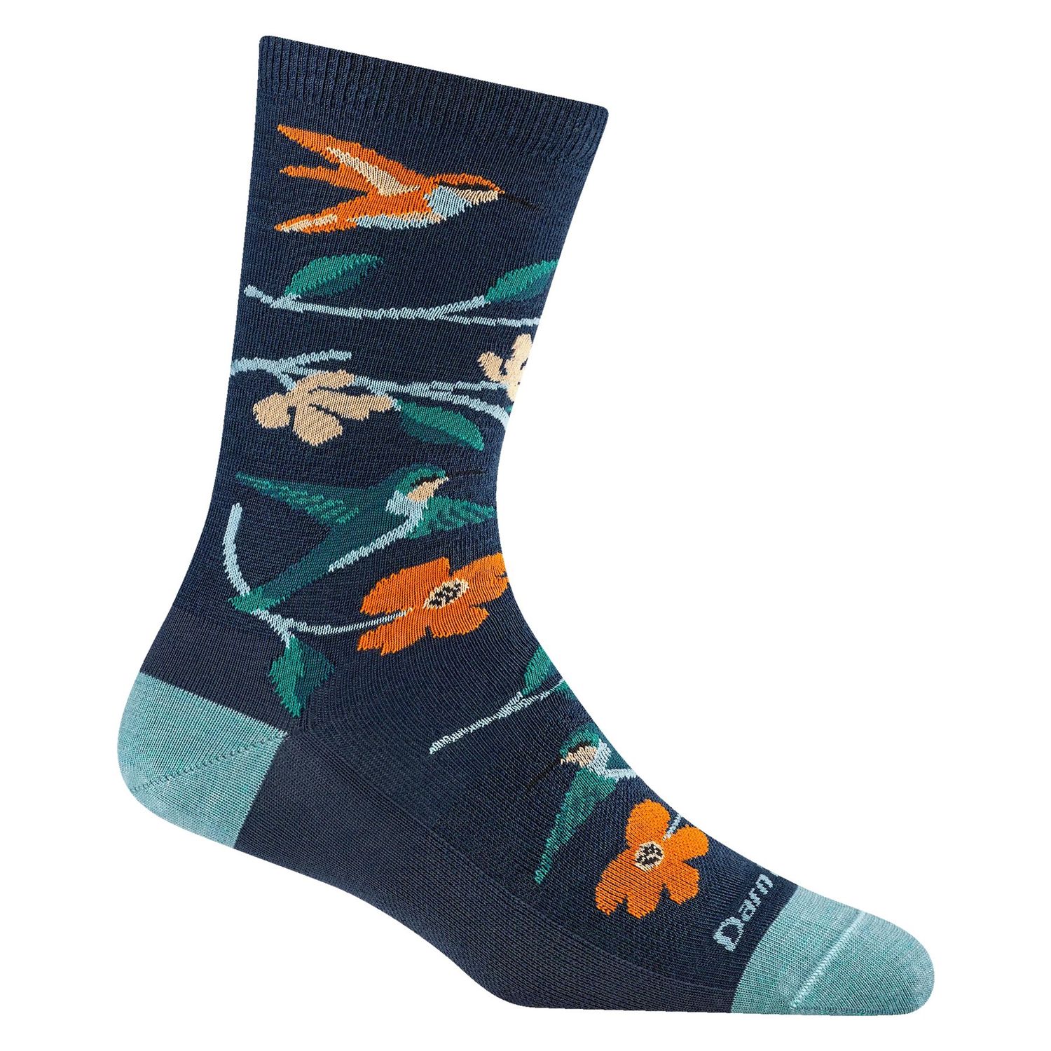 Darn Tough - Women's Lifestyle - Crew, Lightweight, No Cushion - Birds of a Feather - 6121, Colour: Midnight, Size: Small