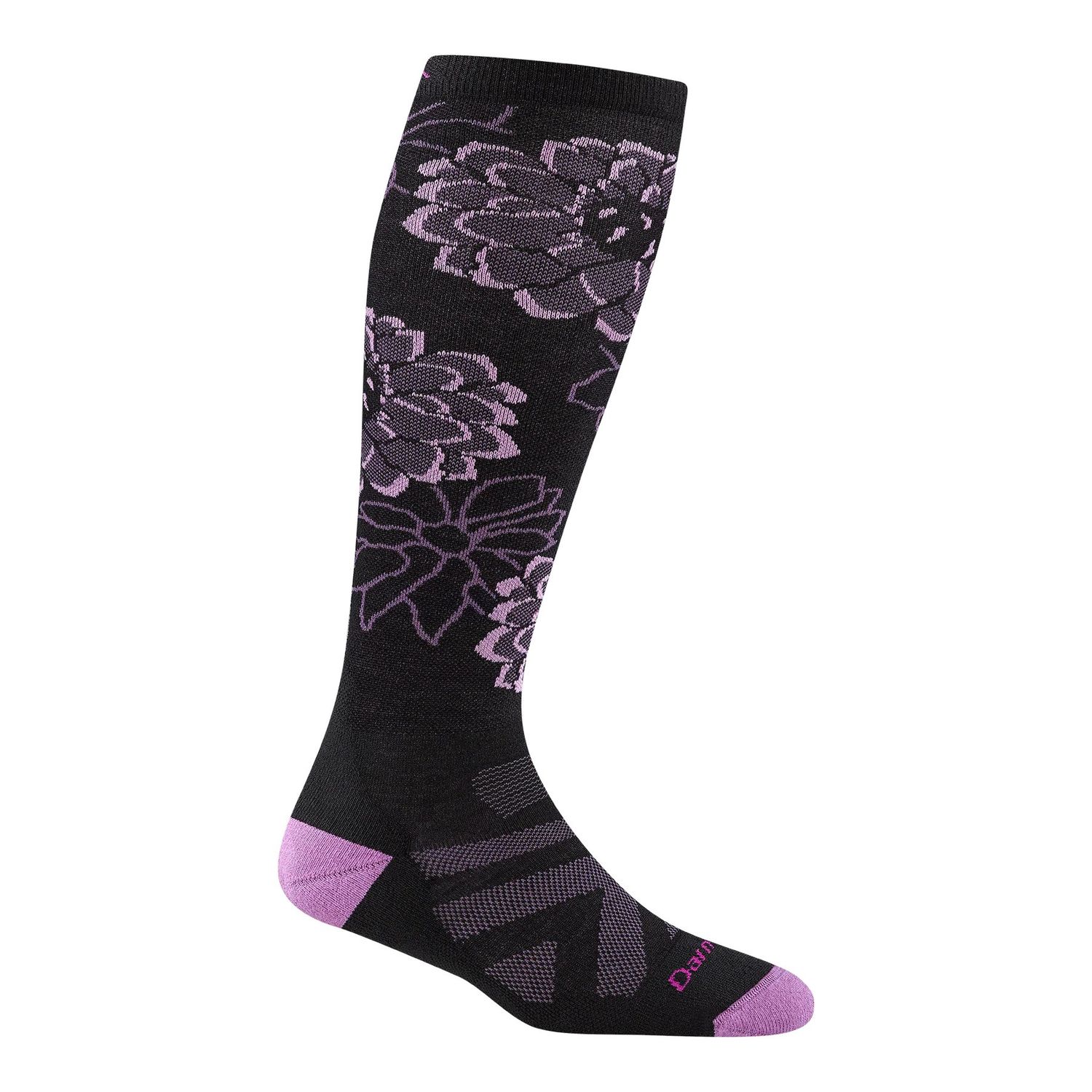 Darn Tough - Women's Snow - OTC, Midweight, w/Cushion - Dahlia - 8056, Colour: Black, Size: Medium