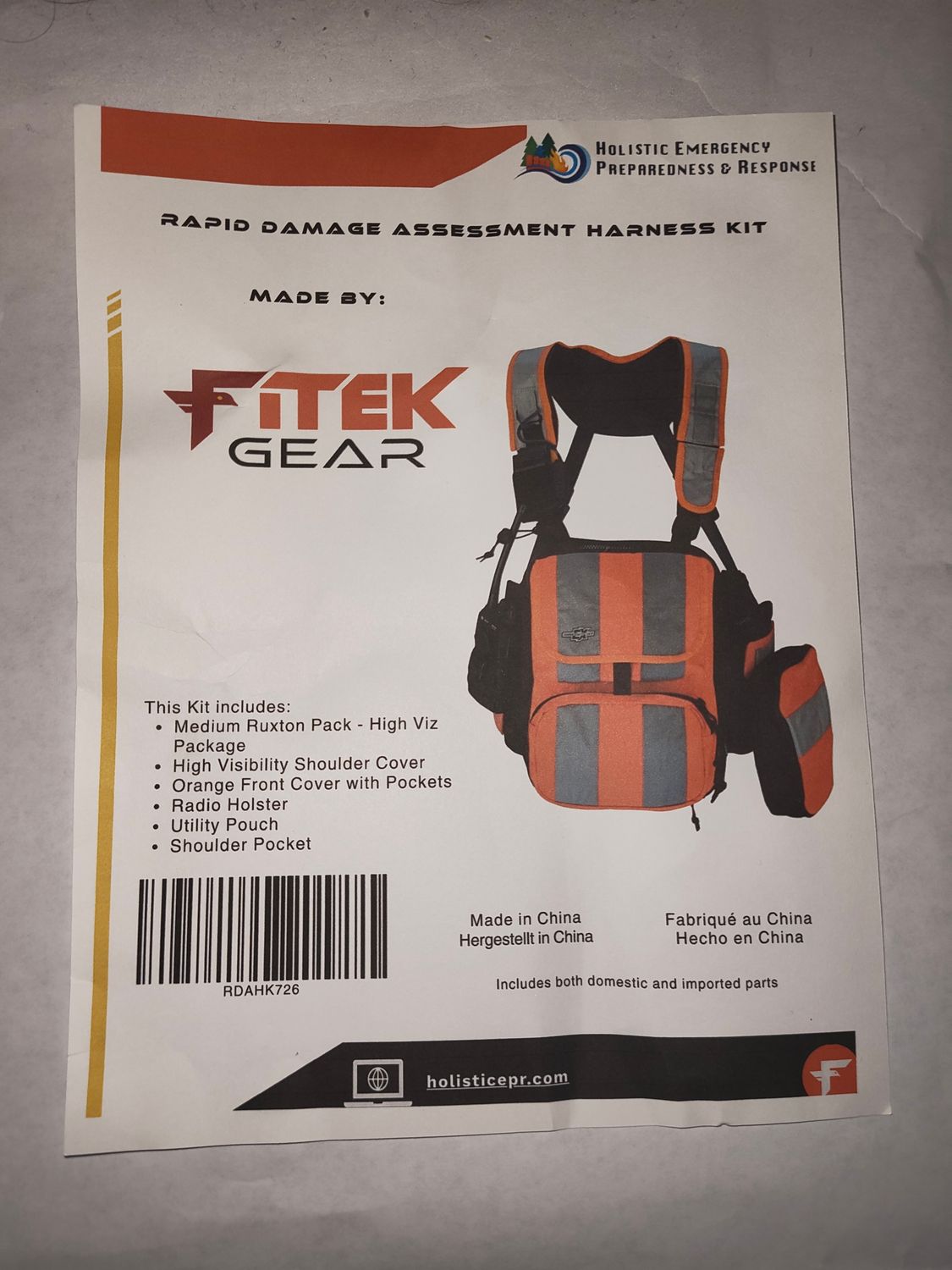 Fitek Gear - Rapid Damage Assessment Harness Kit