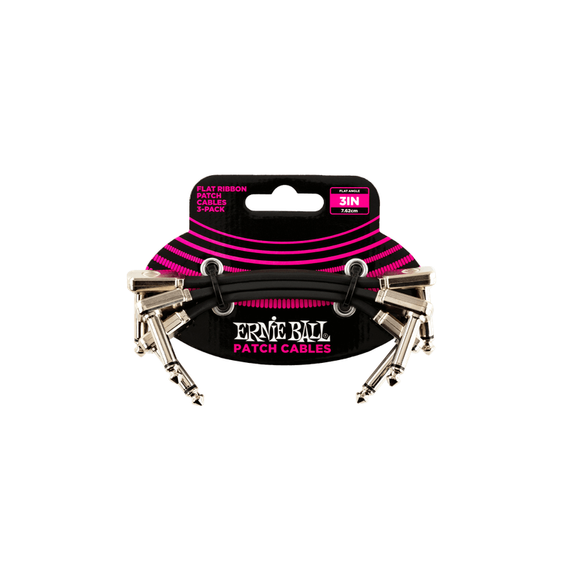 Ernie Ball Flat Ribbon Patch Cables 3in-3 pack