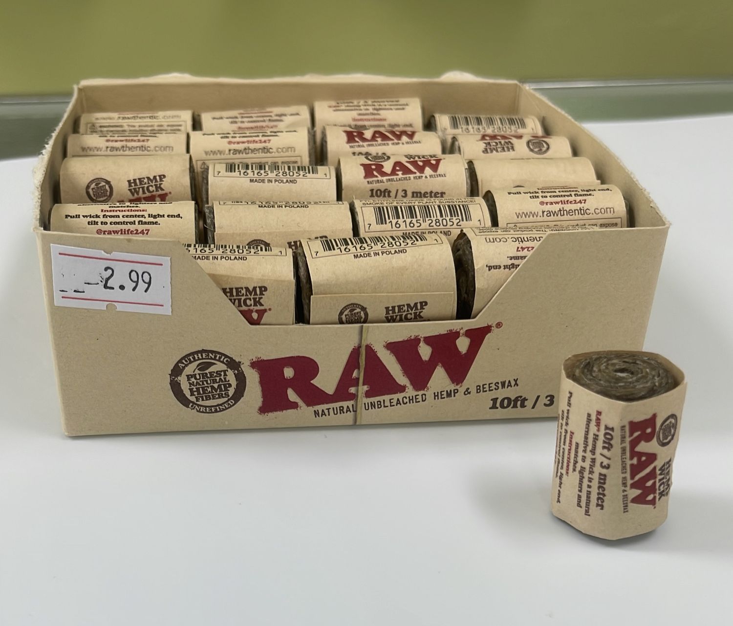 Raw hemp wick