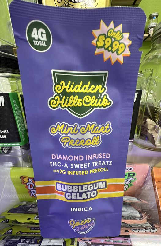 2G Mini Mart THCA Preroll Bubblegum Gelato Indica Hidden Hills