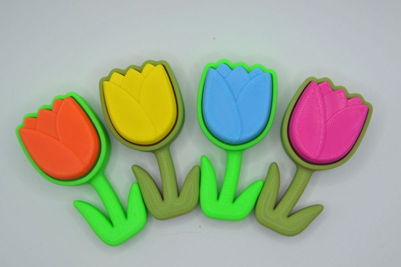Tulp Clicker Sleutelhanger - Unieke 3D-Geprinte Sleutelhanger met Clicker Functie!