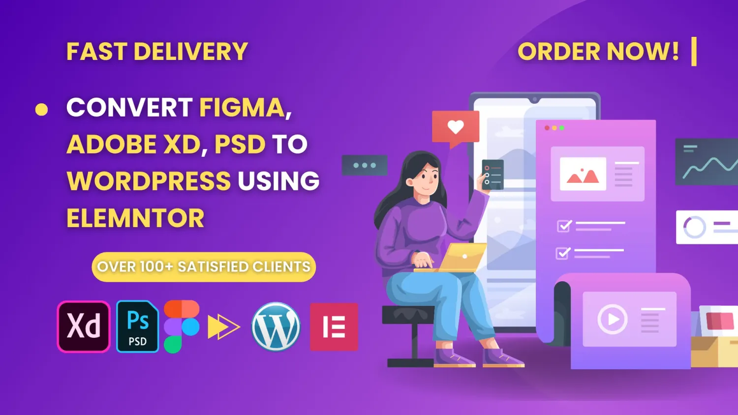 I Will Convert Sketch, Psd, Html, Xd, Figma To Wordpress Using Elementor Pro
