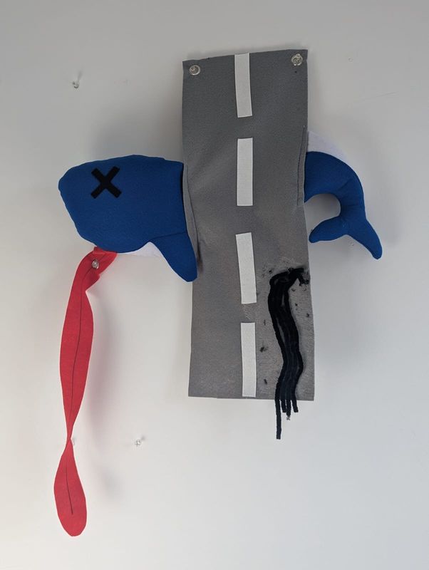 Roadkill Whale Humourous Handmade Soft Sculpture Wall Art