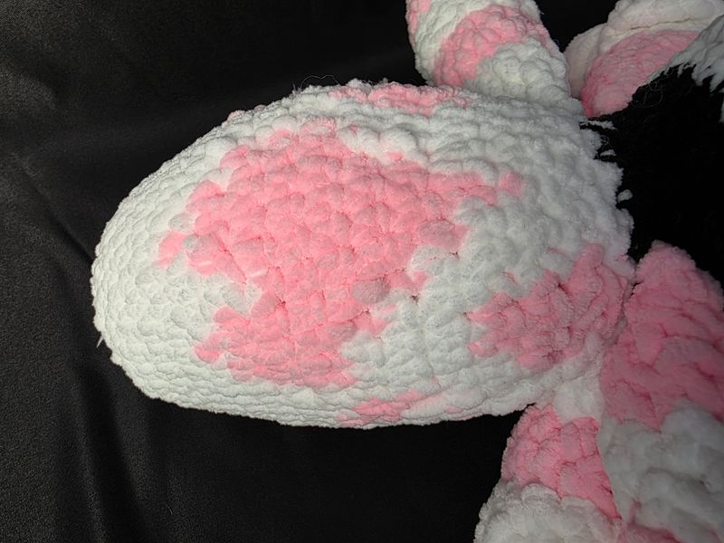 Crochet Angel Dust-Inspired Spider Plush | Pink & White Heart-Detail Plushie | Handmade Hazbin Hotel Fan Art