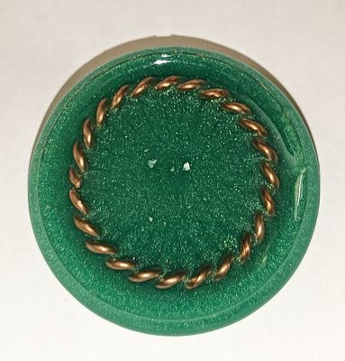 Emerald Green Puk EMF Protection 144Mhz with TURQUOUSE Crystal and brass for FIM{Health and Wealth}