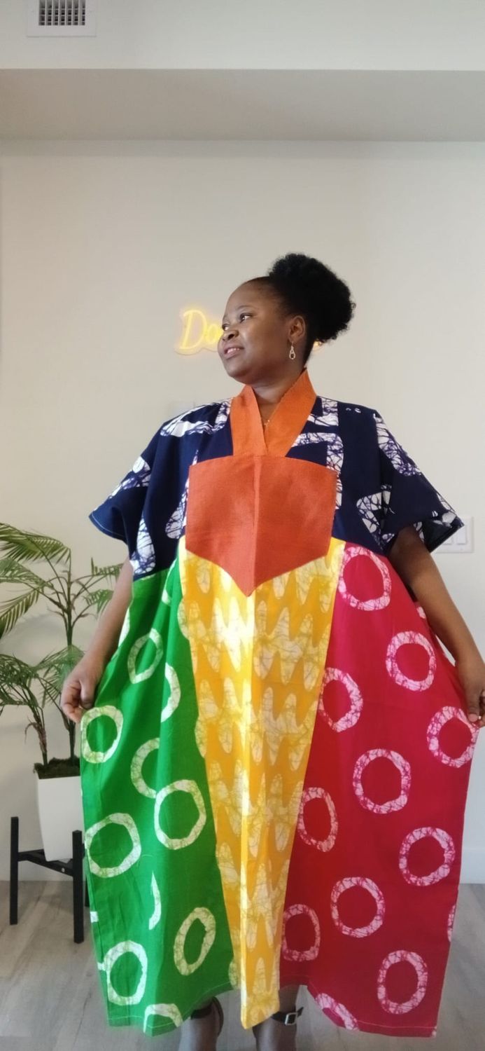 ANkara Combo Kaftan (One Size L-XXL)