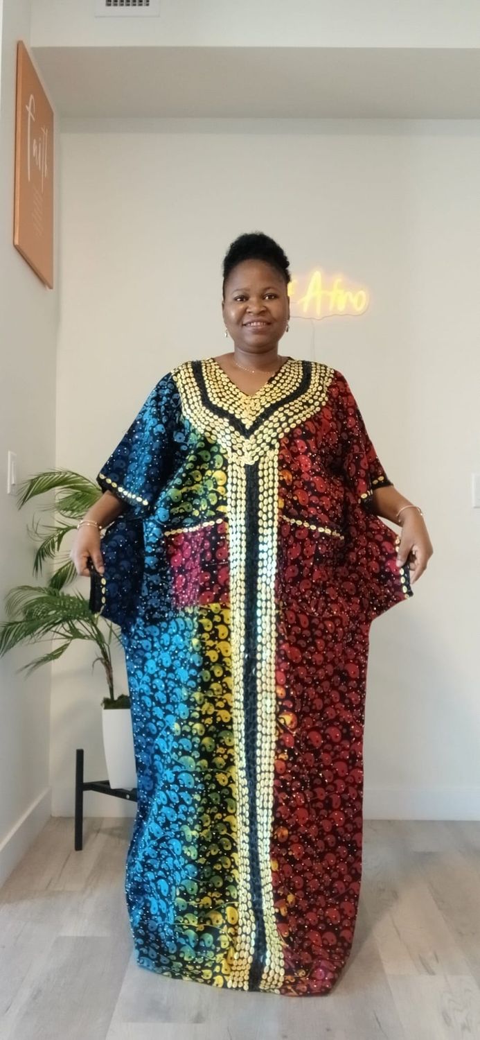 Fully Stoned Butterfly Kaftan with Sequins  - One Size (M-XL)