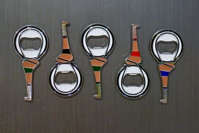 Hurl &amp; Sliotar - Fridge magnet Bottle Openers ~ Various grip colours