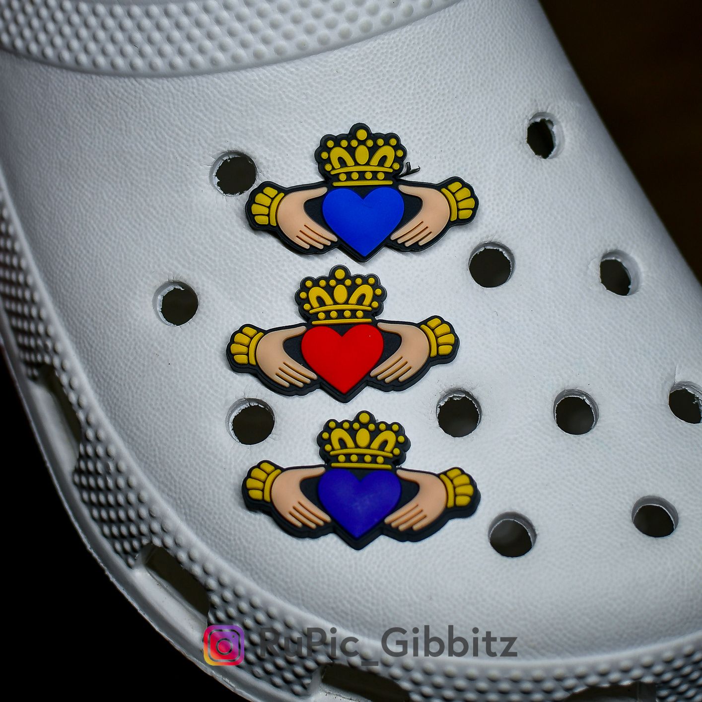 Claddagh Ring symbol croc charms (various colours)