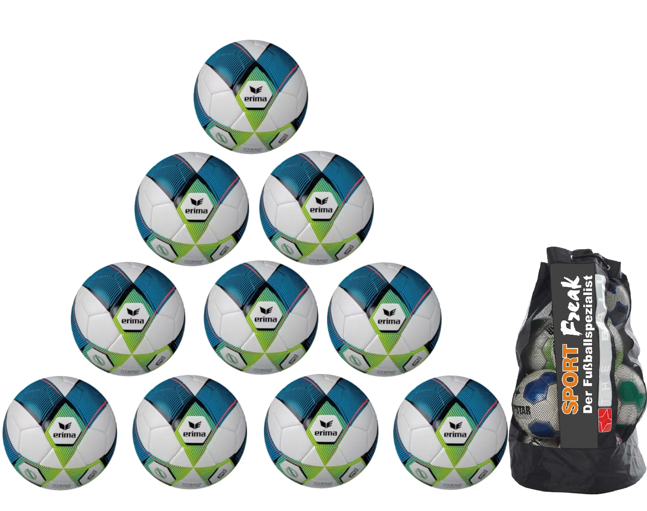 10 er Ballpaket Erima Hybrid Training 2.0 Gr. 5 inkl. Ballsack