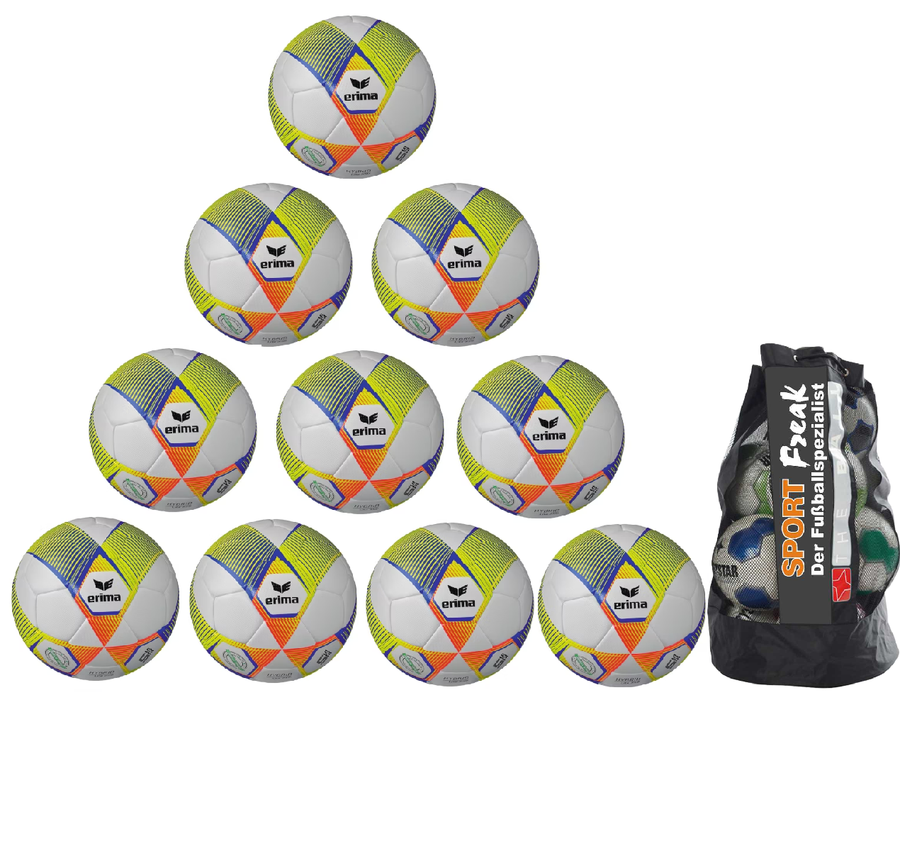 10er Ballpaket Erima Hybrid Lite 350g Gr. 4 inkl.Ballsack