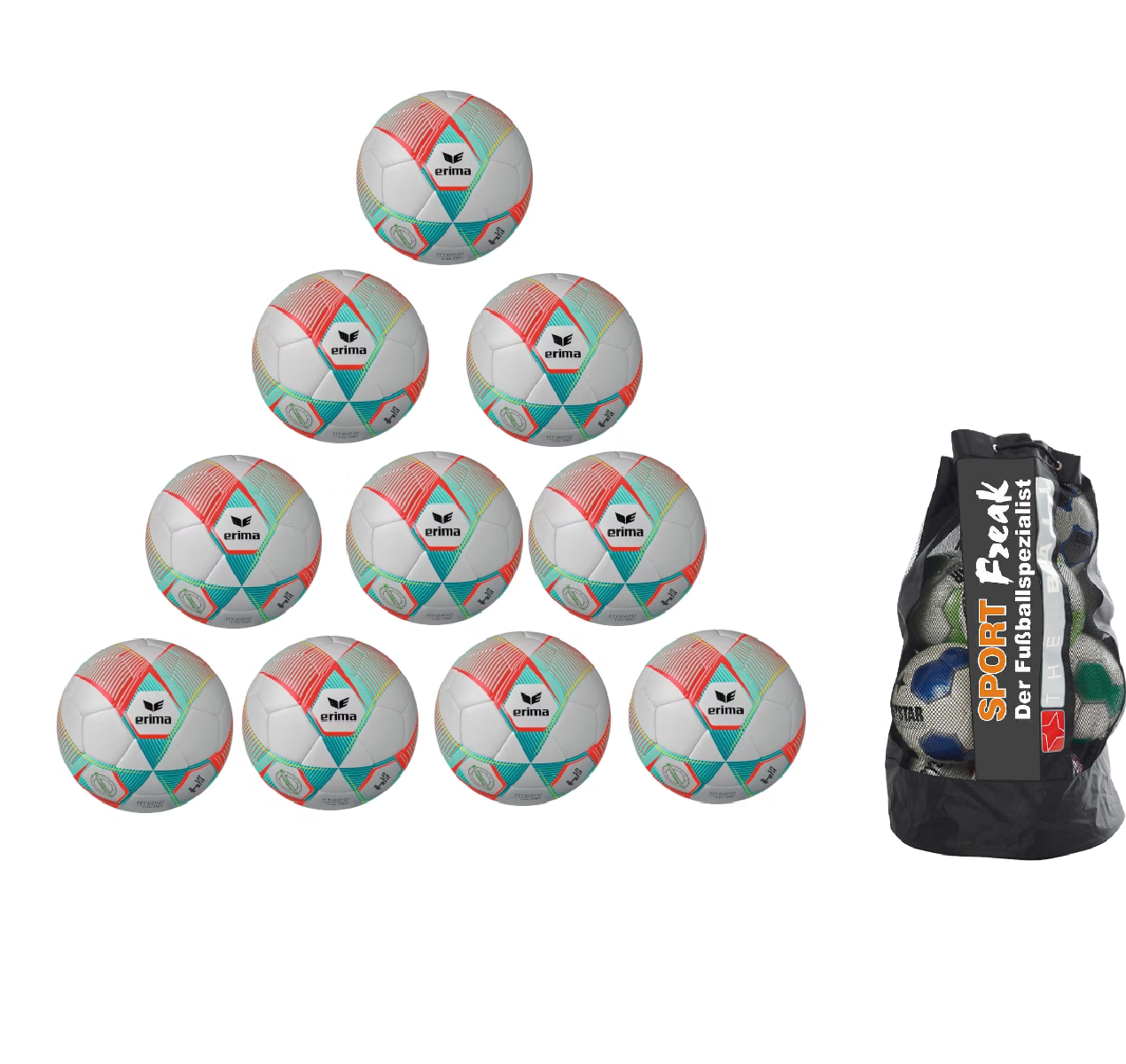 10er Ballpaket Erima Hybrid Lite 290g Gr. 4 inkl. Ballsack