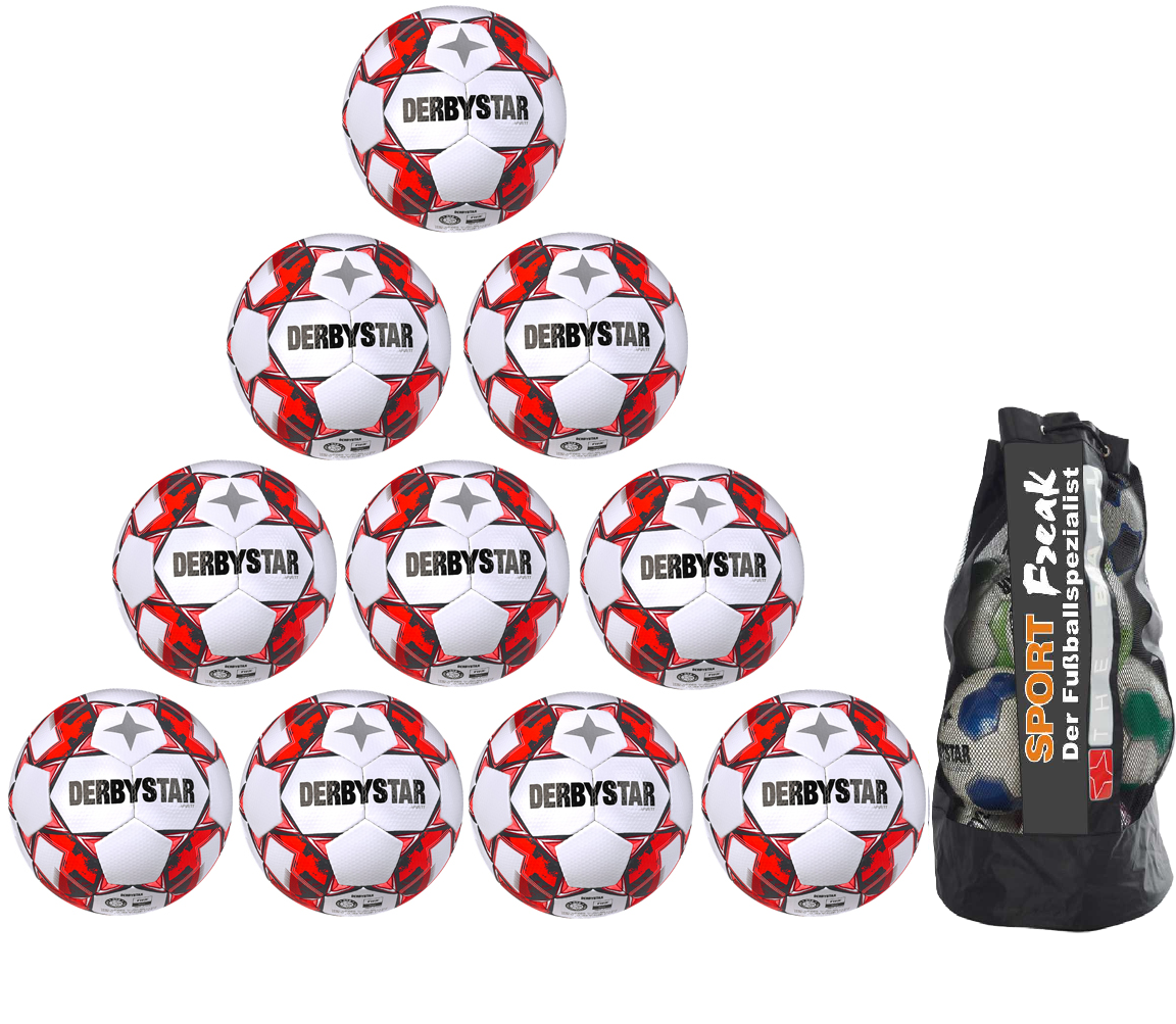 10er Ballpaket Derbystar Apus TT Rot Gr. 5 inkl. Ballsack
