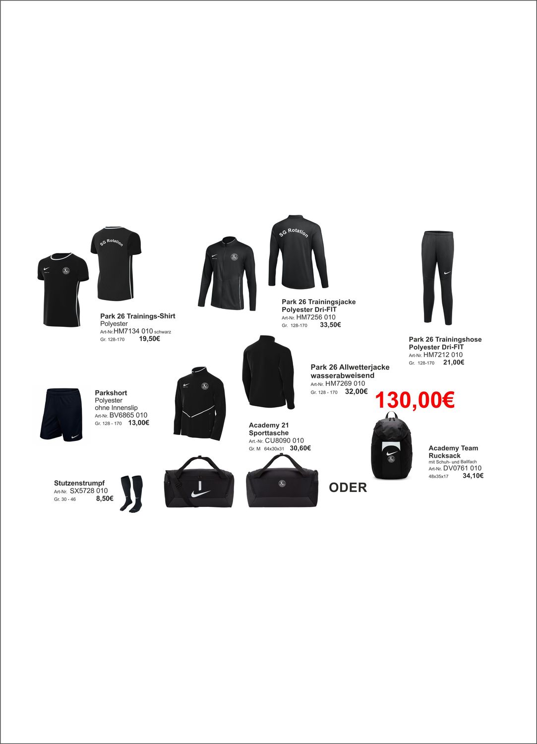 Nike großes Paket Kinder SG Rotation Prenzlauer Berg